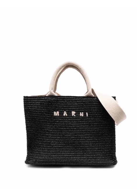 small rafia tote bag woman black MARNI | SHMP0077U0 P3860Z1Q44